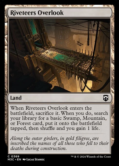 Riveteers Overlook, carta Magic di tipo Land illustrata da Lucas Staniec