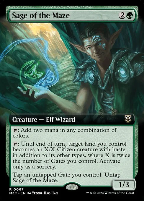 Sage of the Maze, carta Magic di tipo Creature — Elf Wizard illustrata da Yeong-Hao Han