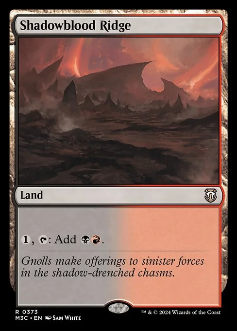 Shadowblood Ridge, carta Magic di tipo Land illustrata da Sam White