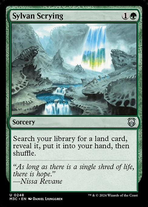 Sylvan Scrying, carta Magic di tipo Sorcery illustrata da Daniel Ljunggren
