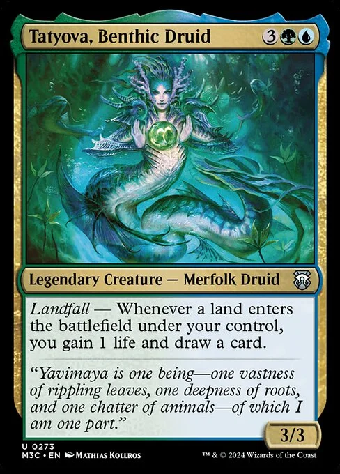 Tatyova, Benthic Druid, carta Magic di tipo Legendary Creature — Merfolk Druid illustrata da Mathias Kollros