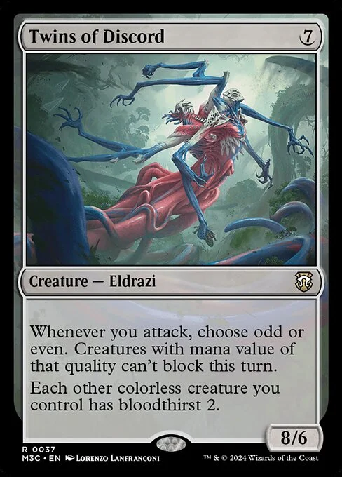 Twins of Discord, carta Magic di tipo Creature — Eldrazi illustrata da Lorenzo Lanfranconi