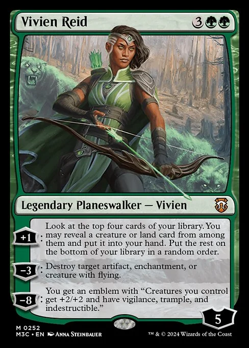 Vivien Reid, carta Magic di tipo Legendary Planeswalker — Vivien illustrata da Anna Steinbauer