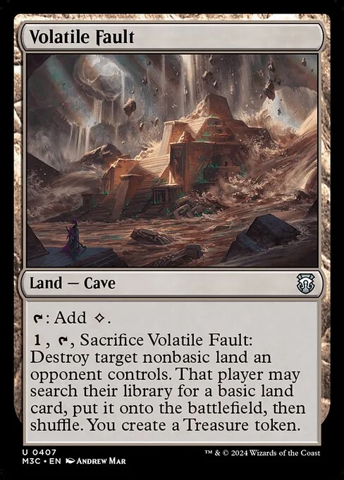 Volatile Fault, carta Magic di tipo Land — Cave illustrata da Andrew Mar