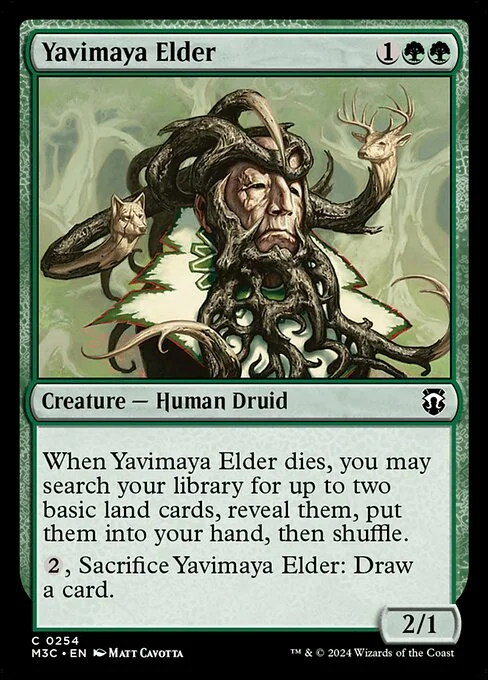 Yavimaya Elder, carta Magic di tipo Creature — Human Druid illustrata da Matt Cavotta