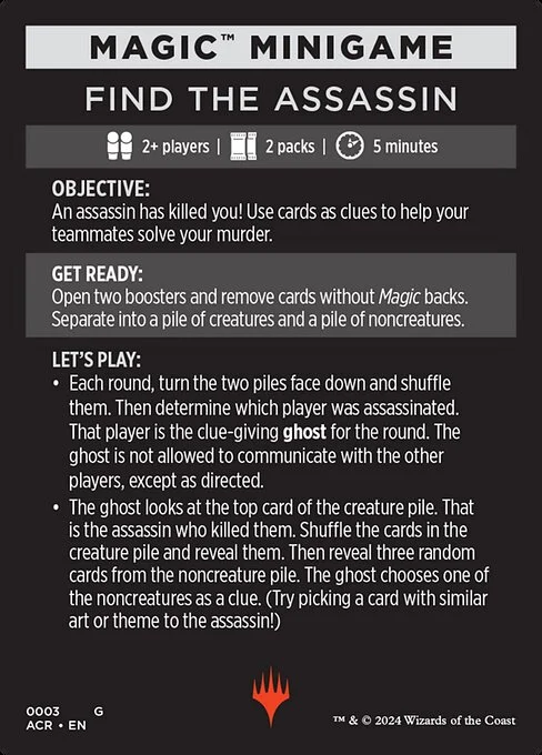 Find the Assassin // Find the Assassin (cont'd), carta Magic di tipo Card // Card
