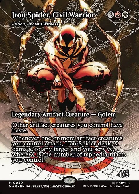 Alibou, Ancient Witness, carta Magic di tipo Legendary Artifact Creature — Golem illustrata da Michael Turner & Mark Roslan