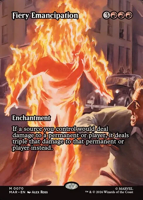 Fiery Emancipation, carta Magic di tipo Enchantment illustrata da Alex Ross