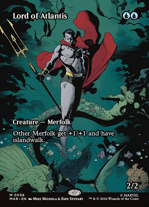 Lord of Atlantis, carta Magic di tipo Creature — Merfolk illustrata da Mike Mignola & Dave Stewart
