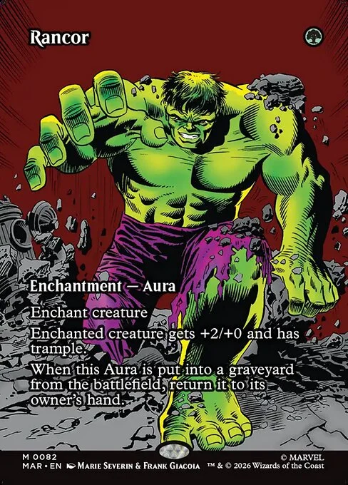 Rancor, carta Magic di tipo Enchantment — Aura illustrata da Marie Severin