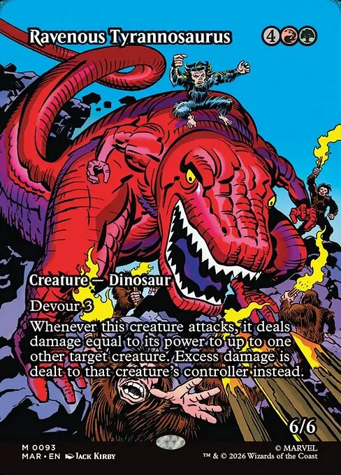 Ravenous Tyrannosaurus, carta Magic di tipo Creature — Dinosaur illustrata da Jack Kirby