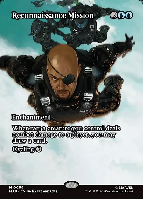 Reconnaissance Mission, carta Magic di tipo Enchantment illustrata da Kaare Andrews