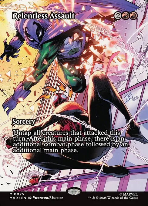 Relentless Assault, carta Magic di tipo Sorcery illustrata da Federico Vicentini & Alejandro Sánchez
