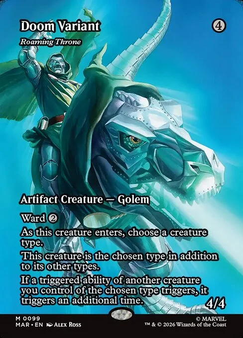Roaming Throne, carta Magic di tipo Artifact Creature — Golem illustrata da Alex Ross