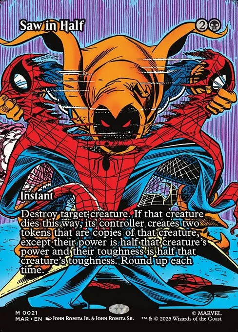 Saw in Half, carta Magic di tipo Instant illustrata da John Romita Jr. & John Romita Sr.