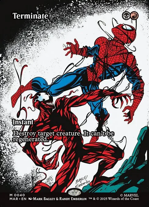 Terminate, carta Magic di tipo Instant illustrata da Mark Bagley & Randy Emberlin
