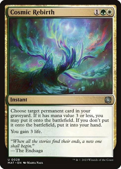 Cosmic Rebirth, carta Magic di tipo Instant illustrata da Marta Nael