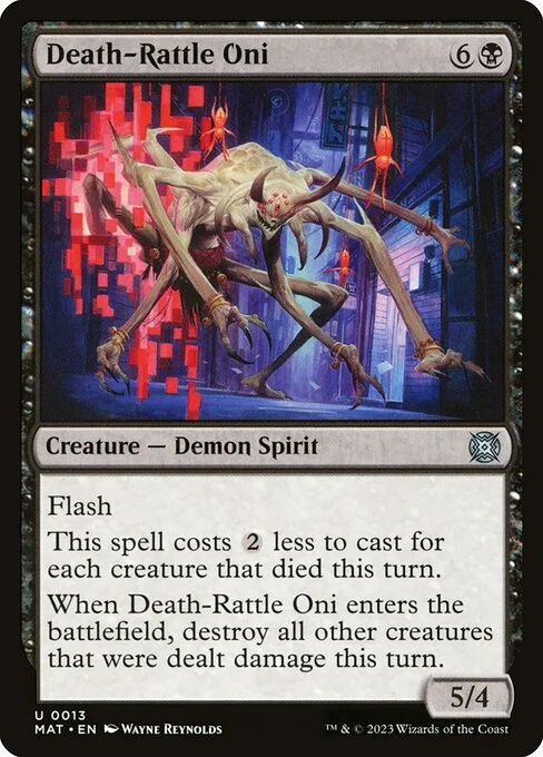 Death-Rattle Oni, carta Magic di tipo Creature — Demon Spirit illustrata da Wayne Reynolds