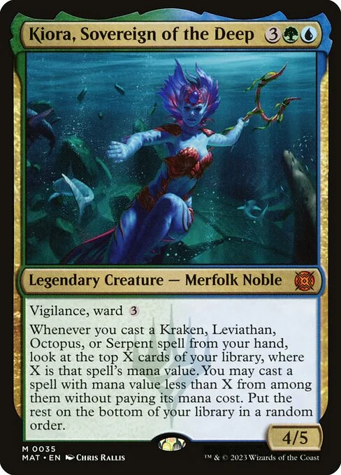 Kiora, Sovereign of the Deep, carta Magic di tipo Legendary Creature — Merfolk Noble illustrata da Chris Rallis