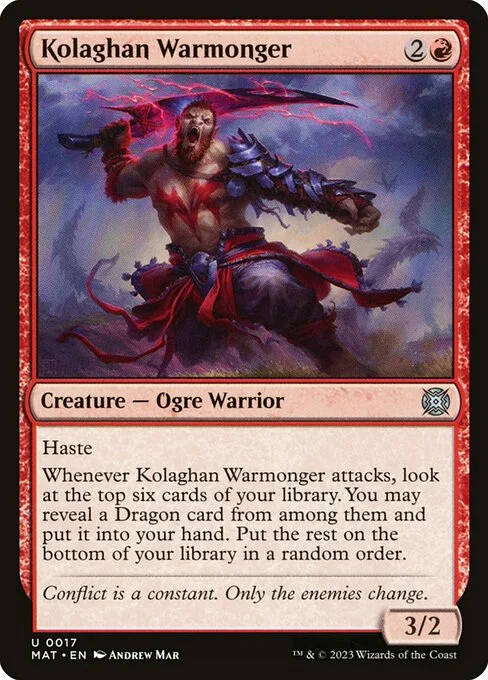 Kolaghan Warmonger, carta Magic di tipo Creature — Ogre Warrior illustrata da Andrew Mar