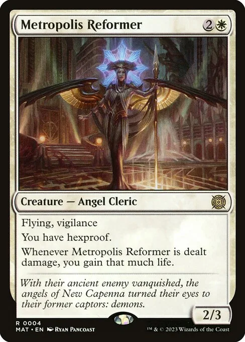 Metropolis Reformer, carta Magic di tipo Creature — Angel Cleric illustrata da Ryan Pancoast