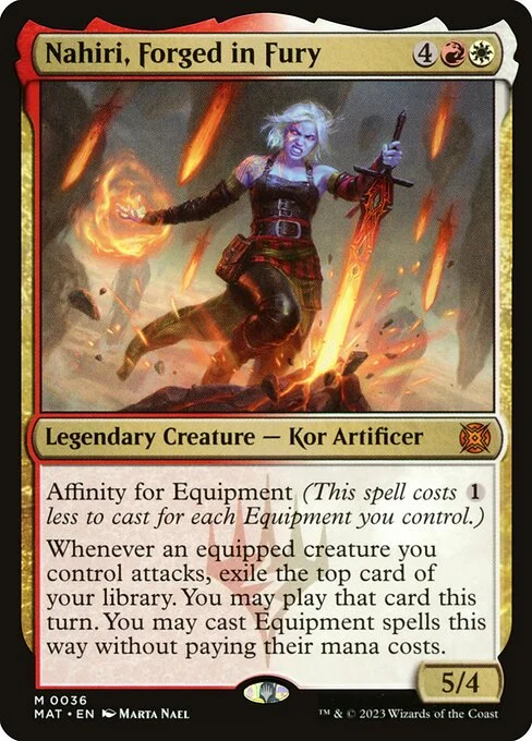 Nahiri, Forged in Fury, carta Magic di tipo Legendary Creature — Kor Artificer illustrata da Marta Nael