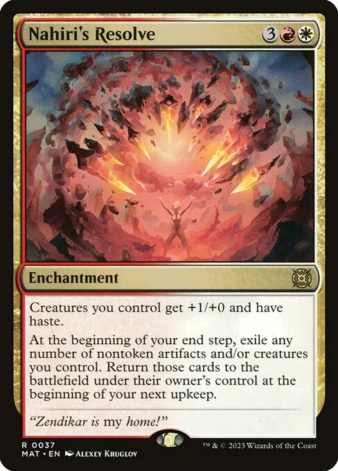 Nahiri's Resolve, carta Magic di tipo Enchantment illustrata da Alexey Kruglov