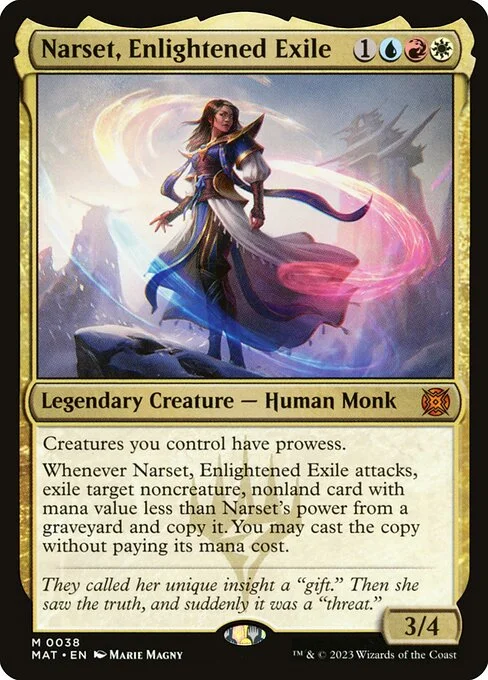 Narset, Enlightened Exile, carta Magic di tipo Legendary Creature — Human Monk illustrata da Marie Magny