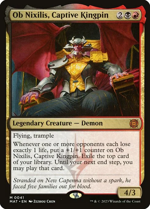 Ob Nixilis, Captive Kingpin, carta Magic di tipo Legendary Creature — Demon illustrata da Zezhou Chen