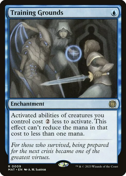 Training Grounds, carta Magic di tipo Enchantment illustrata da A. M. Sartor