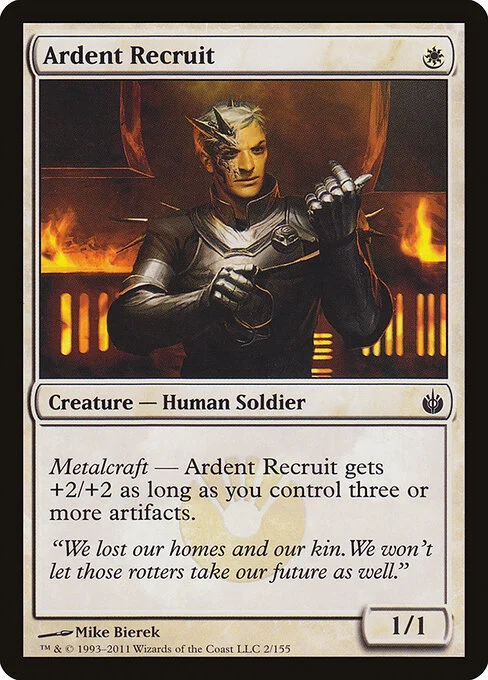 Ardent Recruit, carta Magic di tipo Creature — Human Soldier illustrata da Mike Bierek