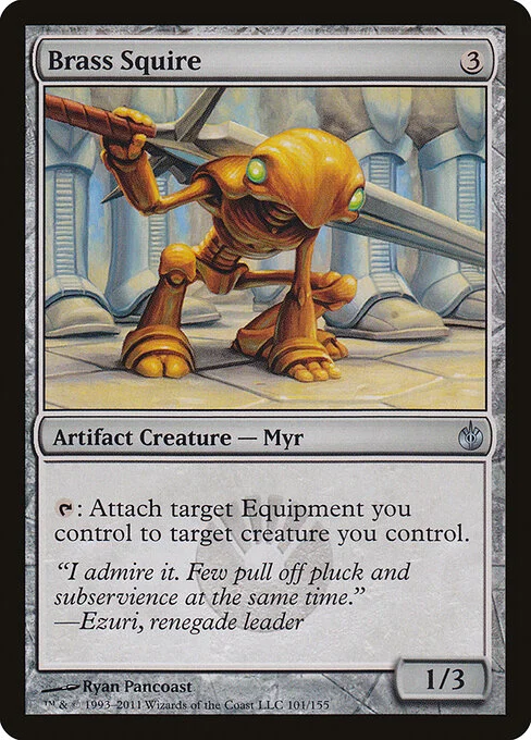 Brass Squire, carta Magic di tipo Artifact Creature — Myr illustrata da Ryan Pancoast