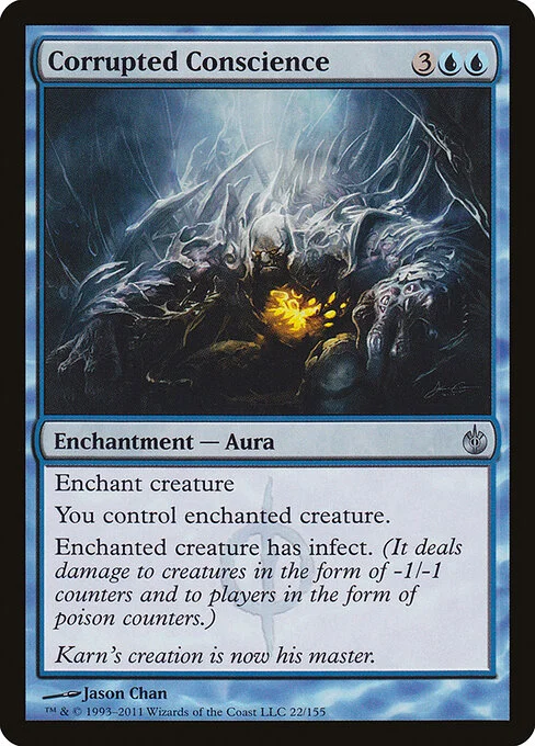 Corrupted Conscience, carta Magic di tipo Enchantment — Aura illustrata da Jason Chan
