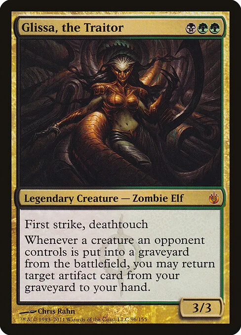 Glissa, the Traitor, carta Magic di tipo Legendary Creature — Phyrexian Zombie Elf illustrata da Chris Rahn
