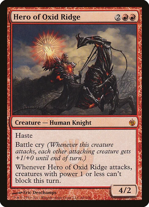 Hero of Oxid Ridge, carta Magic di tipo Creature — Human Knight illustrata da Eric Deschamps