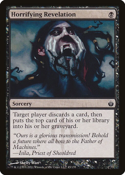 Horrifying Revelation, carta Magic di tipo Sorcery illustrata da Shelly Wan