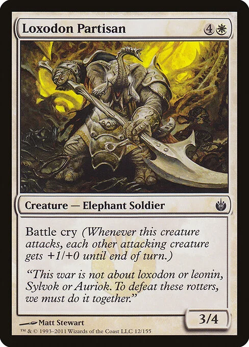 Loxodon Partisan, carta Magic di tipo Creature — Elephant Soldier illustrata da Matt Stewart