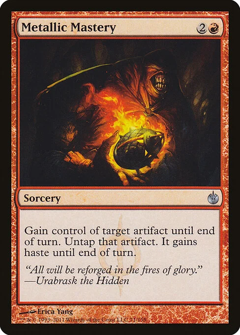 Metallic Mastery, carta Magic di tipo Sorcery illustrata da Erica Yang
