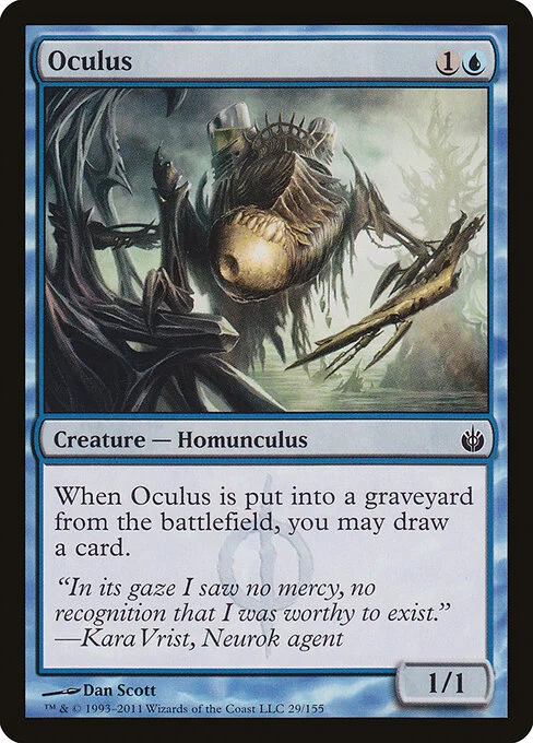 Oculus, carta Magic di tipo Creature — Phyrexian Homunculus illustrata da Dan Murayama Scott