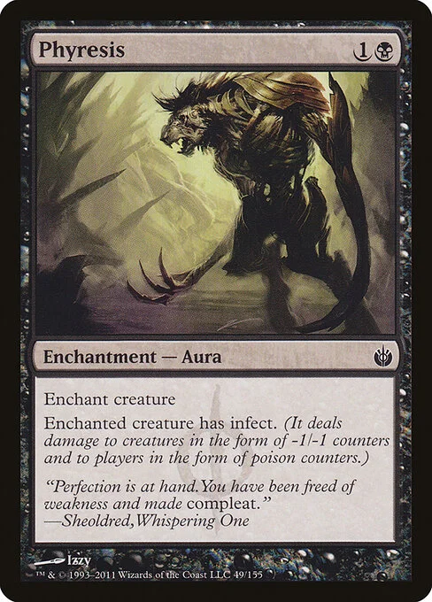 Phyresis, carta Magic di tipo Enchantment — Aura illustrata da Izzy