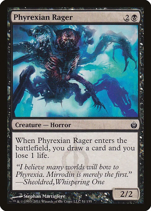 Phyrexian Rager, carta Magic di tipo Creature — Phyrexian Horror illustrata da Stephan Martiniere