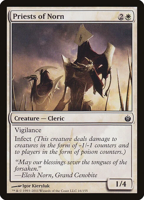 Priests of Norn, carta Magic di tipo Creature — Phyrexian Cleric illustrata da Igor Kieryluk