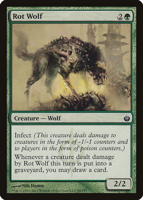 Rot Wolf, carta Magic di tipo Creature — Phyrexian Wolf illustrata da Nils Hamm