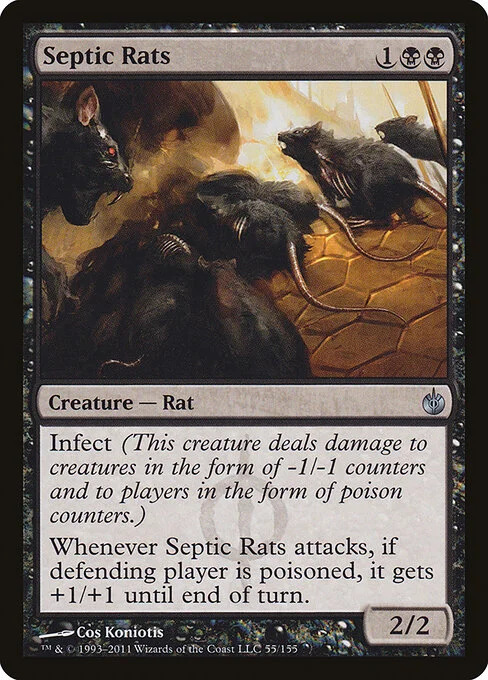 Septic Rats, carta Magic di tipo Creature — Phyrexian Rat illustrata da Cos Koniotis