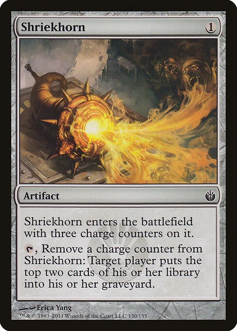 Shriekhorn, carta Magic di tipo Artifact illustrata da Erica Yang