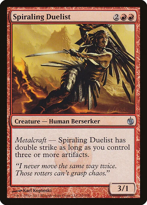 Spiraling Duelist, carta Magic di tipo Creature — Human Berserker illustrata da Karl Kopinski
