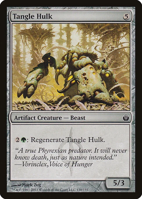 Tangle Hulk, carta Magic di tipo Artifact Creature — Phyrexian Beast illustrata da Mark Zug