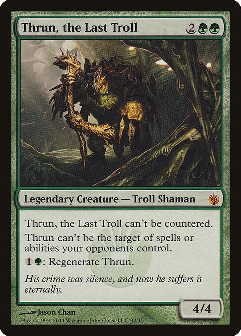 Thrun, the Last Troll, carta Magic di tipo Legendary Creature — Troll Shaman illustrata da Jason Chan