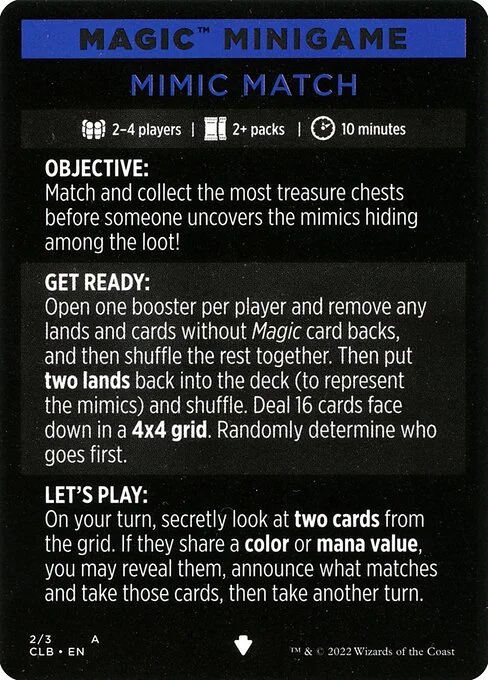 Mimic Match // Mimic Match (cont'd), carta Magic di tipo Card