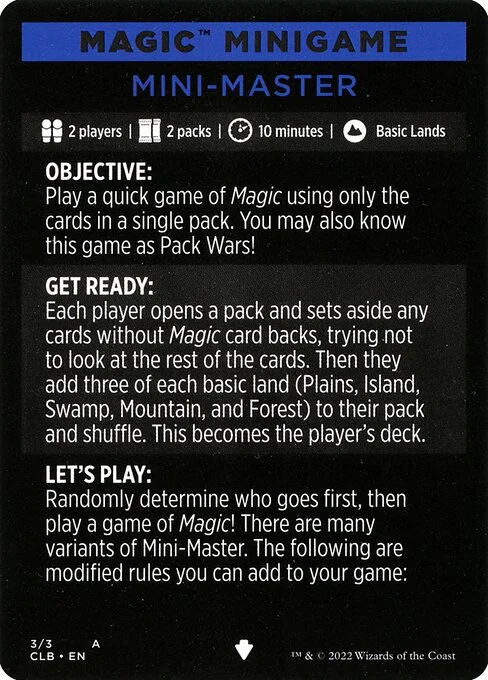 Mini-Master // Mini-Master (cont'd), carta Magic di tipo Card // Card